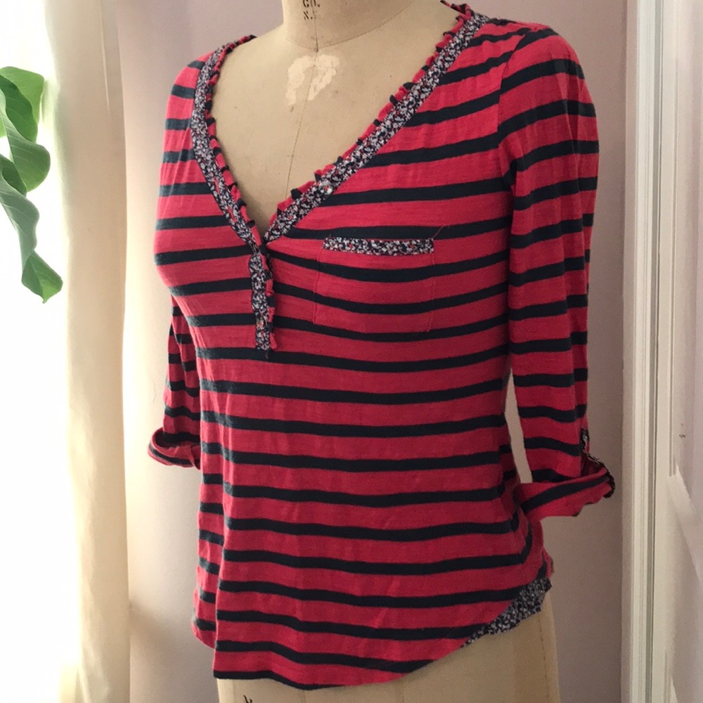 Adorable red and navy striped top!